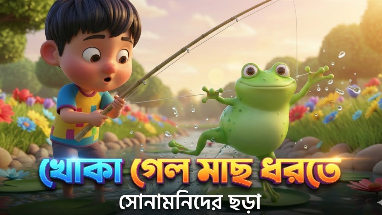 খোকা গেল মাছ ধরতে  | Khoka Gelo Mach Dhorte | Bangla Kids Cartoon Rhyme | Bengali Cartoon
