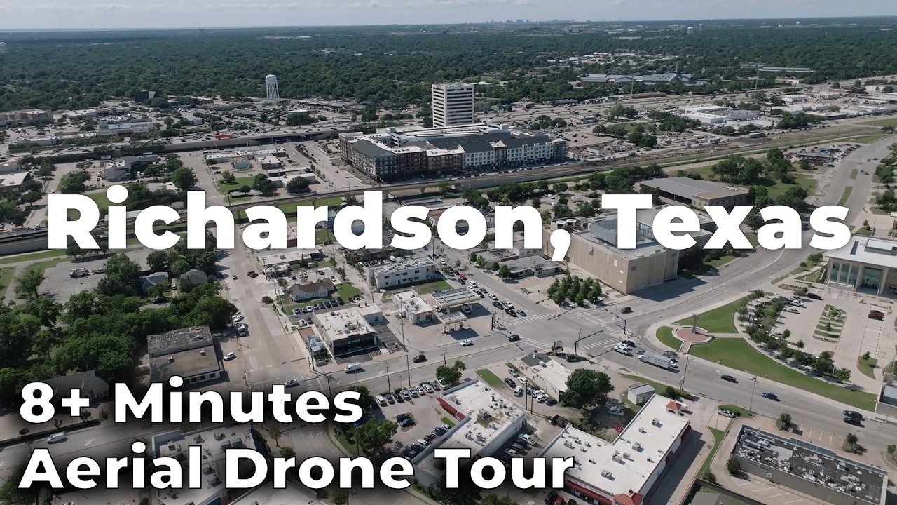 Aerial Drone Tour of Richardson, Texas in 4K 60fps &mdash; Downtown, DART Station, Belt Line & Chinatown