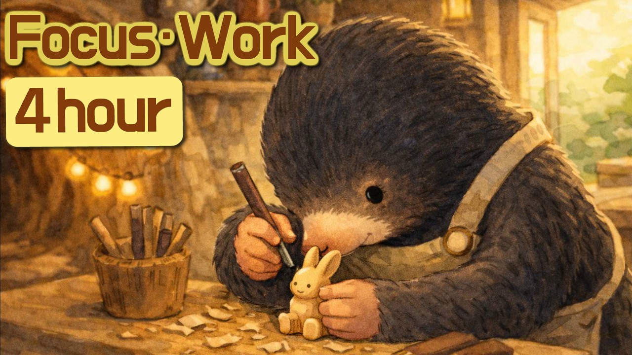 4hour_Sunny Day Focus ☀️🪵 | Cozy Lo-fi for Deep Work, Craft & Calm Concentration