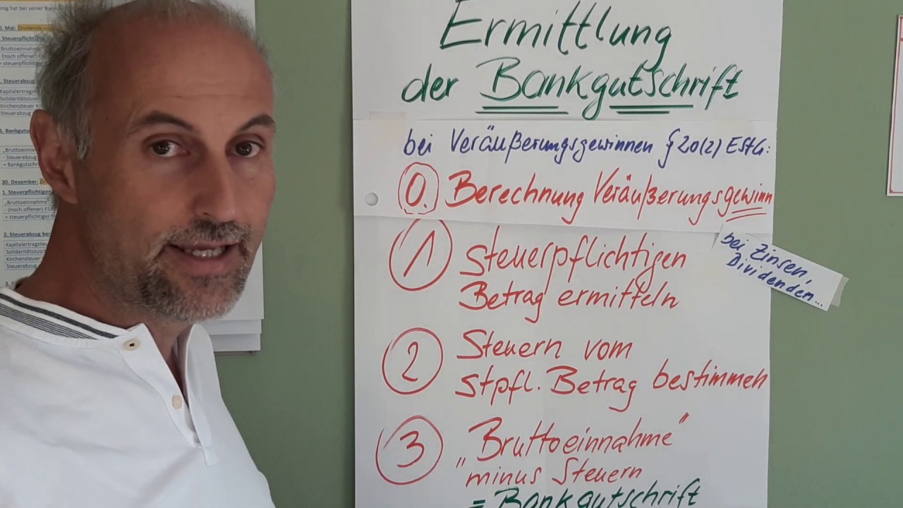 Berechnung Steuerabzug und Bankgutschrift bei Kapitaleinkünften