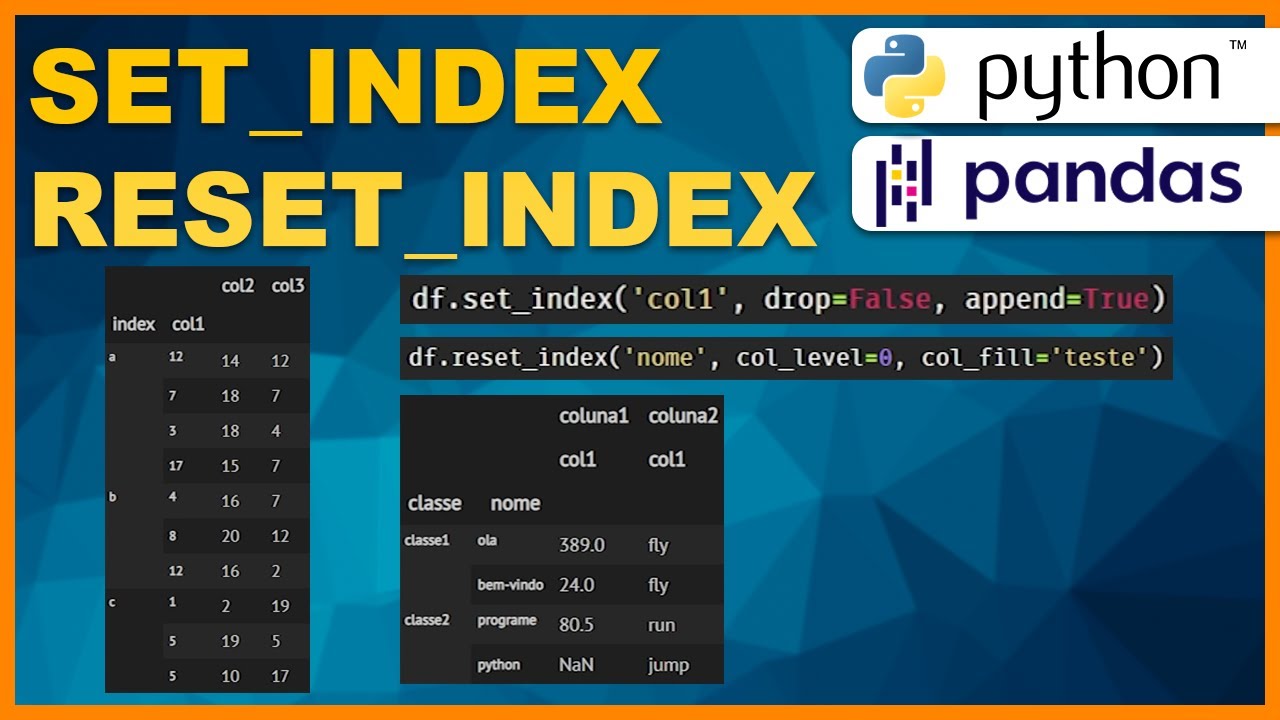 Python PANDAS - INDÍCE: como modificar, adicionar e resetar