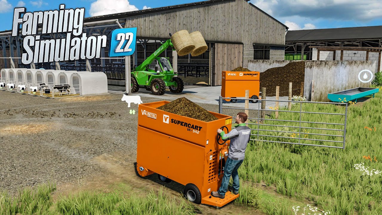 Кормление коров моторизованной супертележкой | Farming Simulator 22