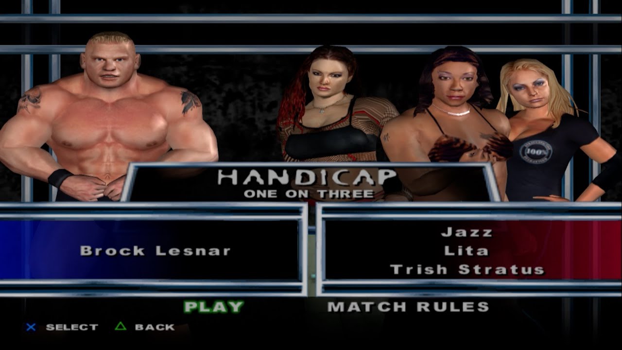 WWE SmackDown! Here Comes the Pain - Brock Lesnar VS Jazz,Lita,Trish Stratus (HANDICAP)