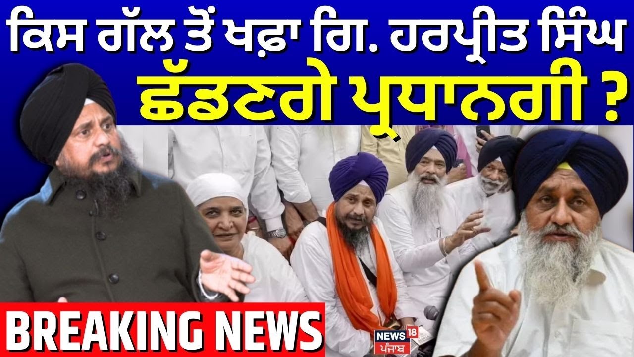 Giani Harpreet Singh | ਕਿਸ ਗੱਲ ਤੋਂ ਖਫ਼ਾ ਗਿ. ਹਰਪ੍ਰੀਤ ਸਿੰਘ, ਛੱਡਣਗੇ ਪ੍ਰਧਾਨਗੀ? | Akali Dal |News18 Punjab