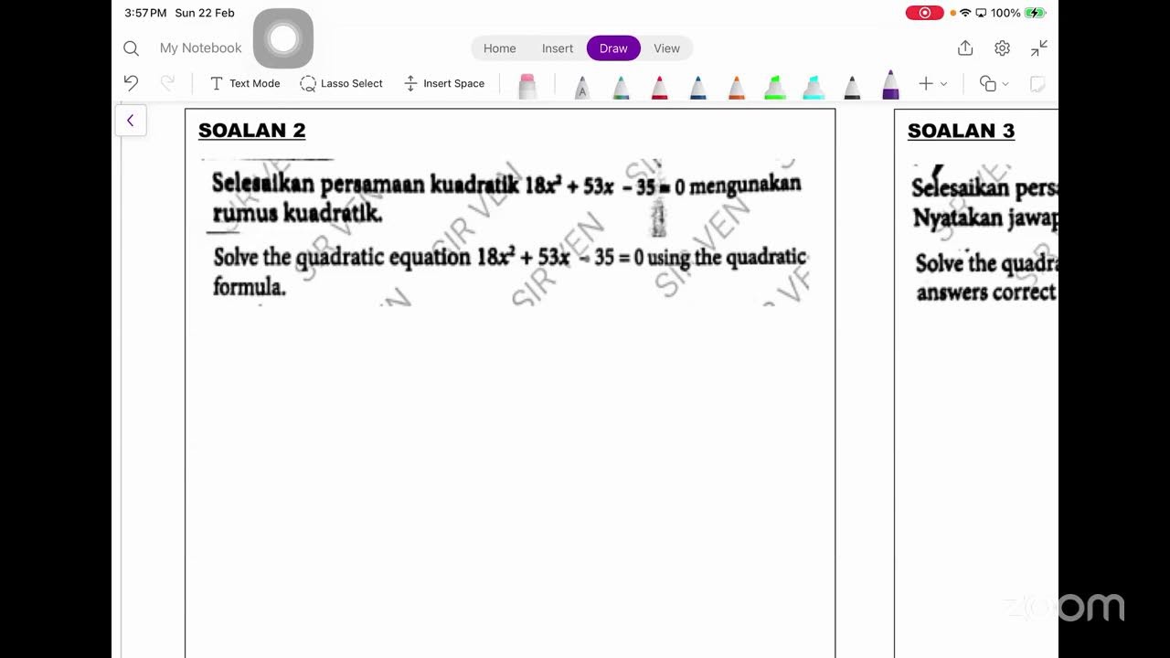 Matematik Tambahan BAB 2 SELESAIKAN / SOLVE