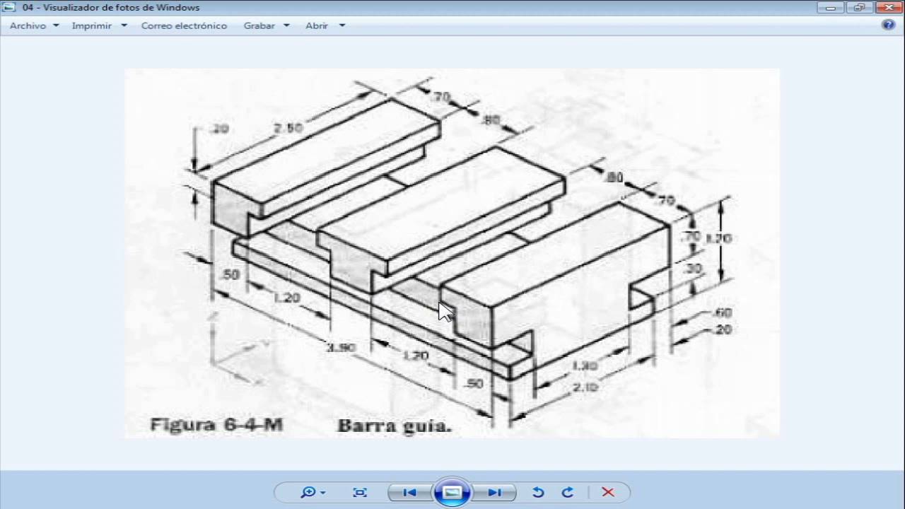barra guia 3D en autocad