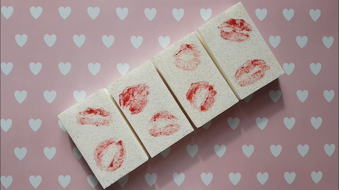 💋 Painted magic erasers tapping, squeezing & ripping ASMR #sponge