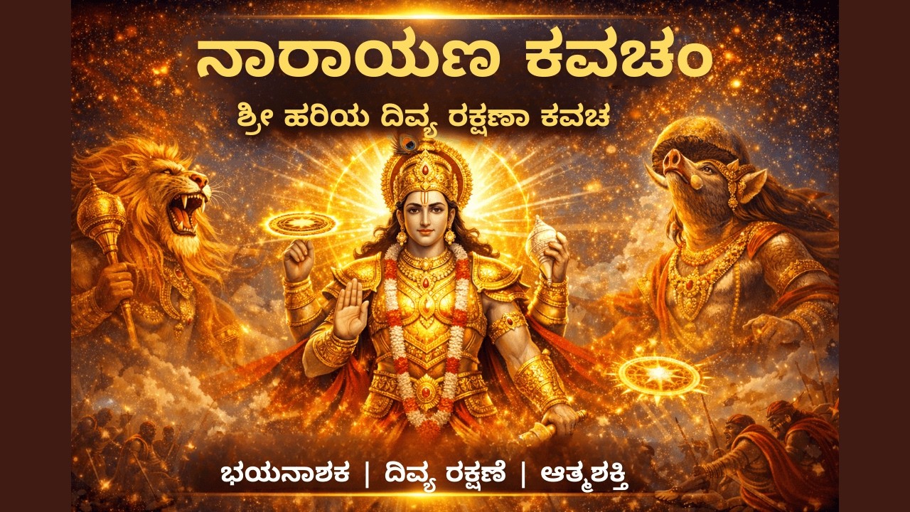 ನಾರಾಯಣ ಕವಚಂ ಕನ್ನಡದಲ್ಲಿ | ಶ್ರೀ ಮಹಾವಿಷ್ಣುವಿನ ದಿವ್ಯ ರಕ್ಷಣಾ ಕವಚ – ದೈವಿಕ ರಕ್ಷಣೆ ಮತ್ತು ಆಂತರಿಕ ಶಕ್ತಿಗಾಗಿ 🕉️