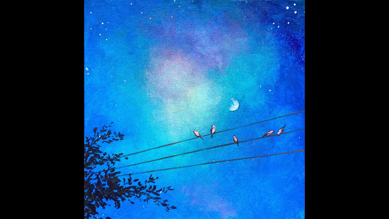 Birds on a Wire - Painting Tutorial - Acrylic