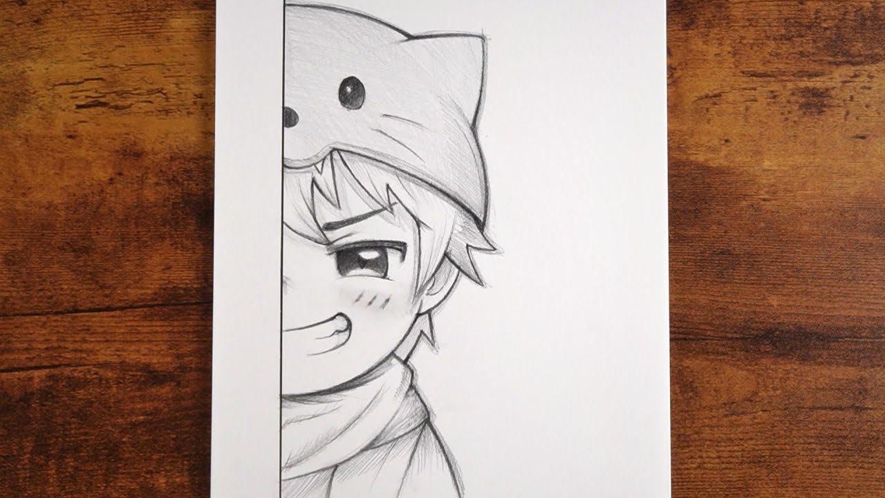 How to Draw a Cute Anime Boy (Half Face) | Easy Pencil Sketch Tutorial