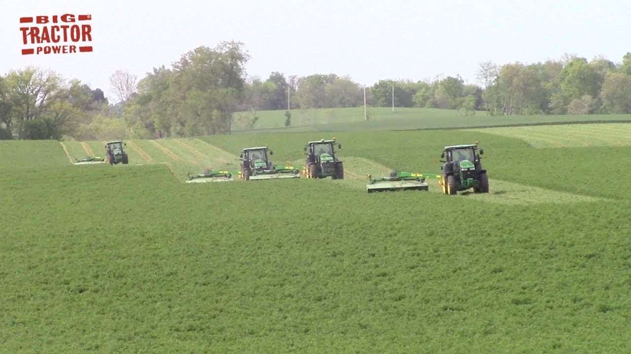 First Cut Hay: Fleet of 4 John Deere Tractors & MoCo Mowers