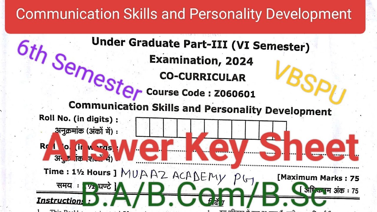 Communication Skills and Personality Development, Co-Curricular 6th Semester, B.Com, B.A B.Sc, B.B.A