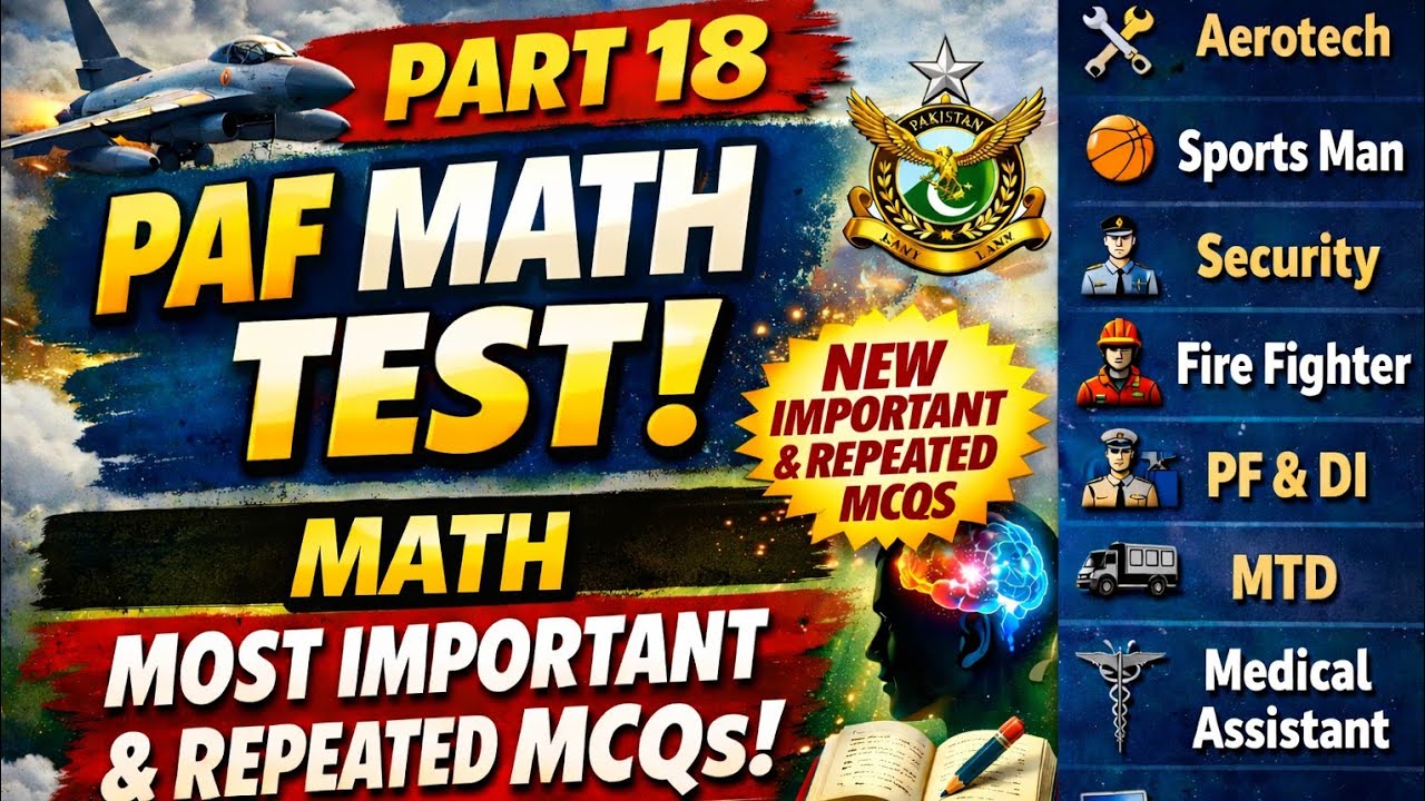 Part 18 | PAF Initial Test Math Preparation 2026 | Most Important & Repeated MCQs