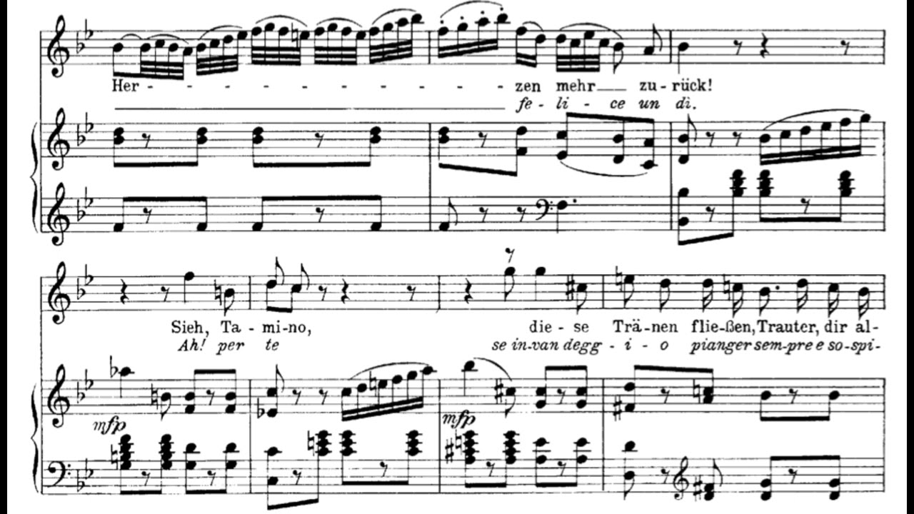 Ach, ich fühl´s (Die Zauberflöte - W. A. Mozart) Score Animation