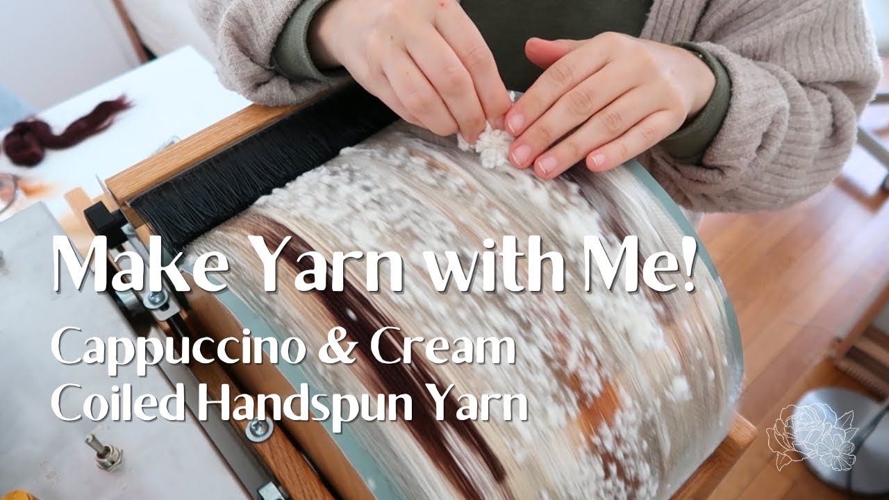 Make Yarn with Me ☕️ Cappuccino & Cream ☕️ Coiled Vegan Handspun Art Yarn | Full Process