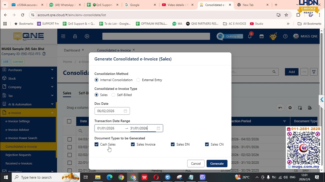怎样 to submit consolidated sales e invoice in QCA