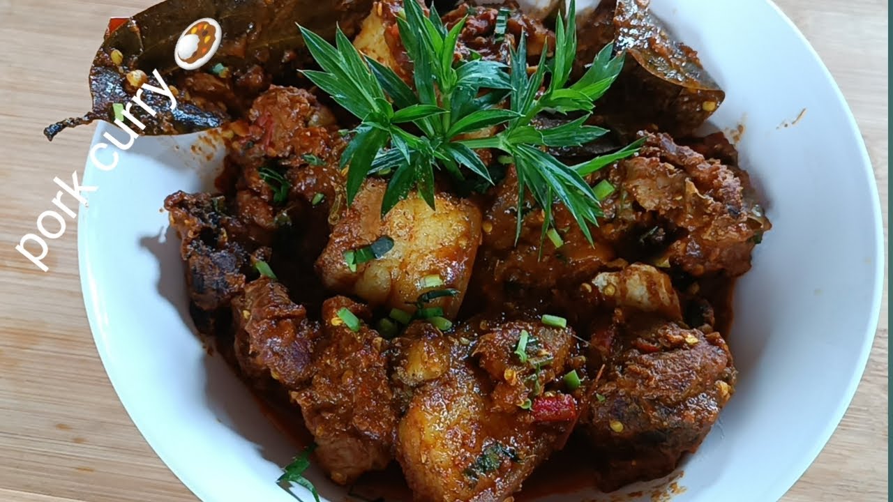 spicy pork curry recipe||simple and tasty||oil free pork curry 😋