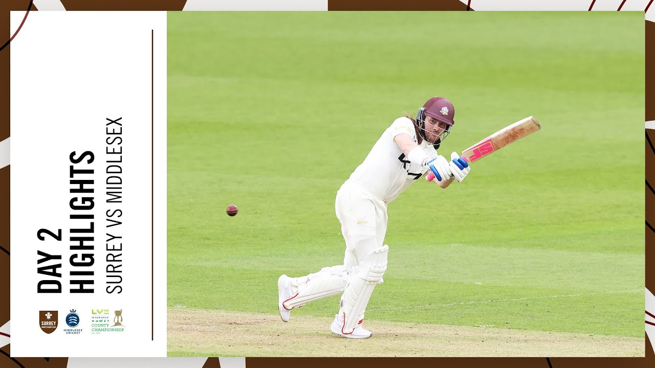 Highlights: Rory Burns scores 88 on rain-affected second day | Surrey vs Middlesex