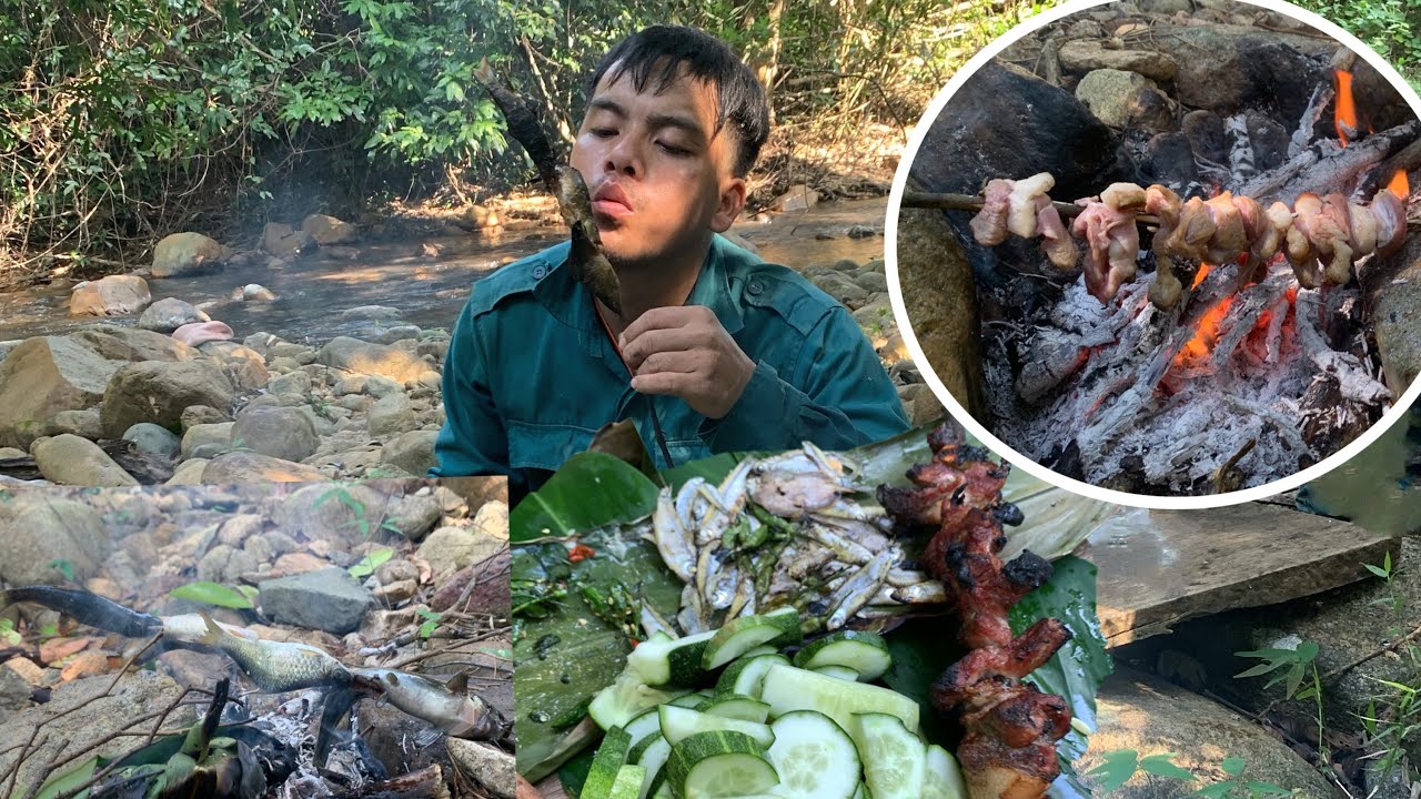 Bữa cơm bên suối | Cá hấp, nướng và thịt ba chỉ nướng quá khét | Chuyện Đời Thường