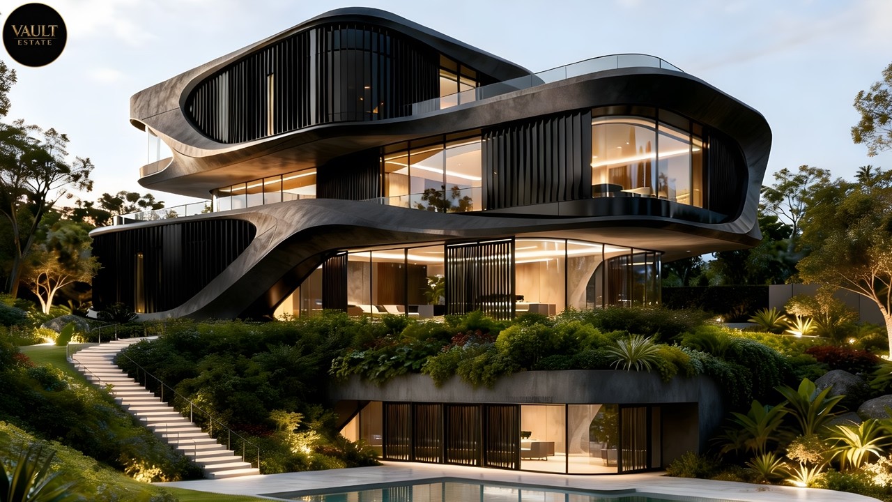 Luxurious Multimillion Organic Flow Mega Mansion with Sculptural Design