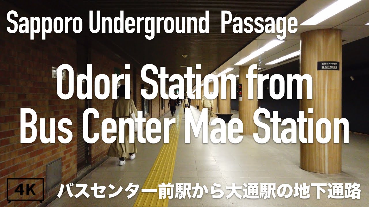 【4K】バスセンター前駅から大通駅の地下通路を歩く(東西線)。北海道札幌市