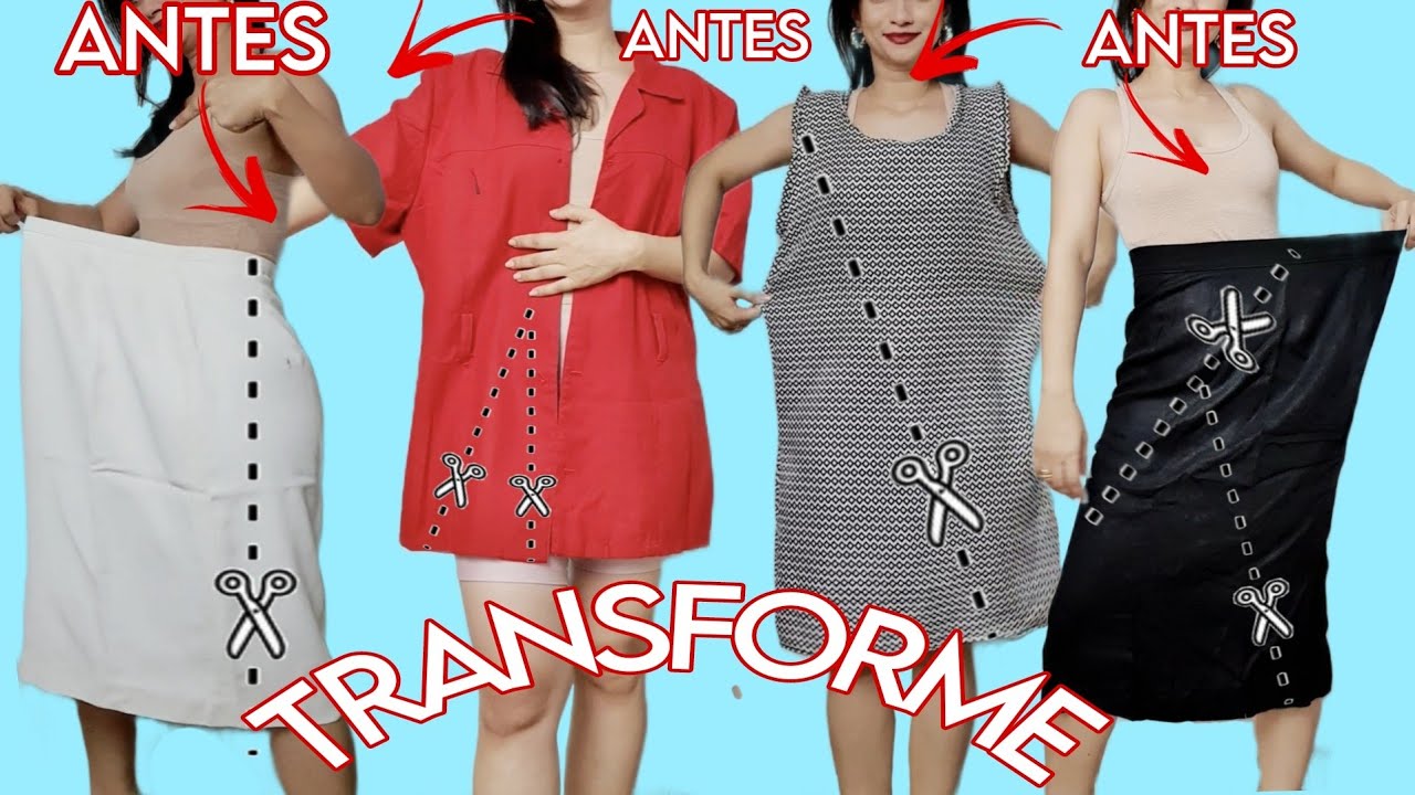 TRANSFORMAÇÃO de ROUPAS velhas de BRECHÓ em NOVAS roupas | 4 IDEIAS de CUSTOMIZAÇÃO | DIY