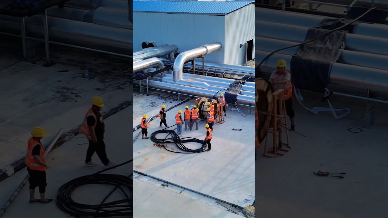 In engineering projects in the factory, cable laying is underway. How to easily pull cables?👷🏼‍♂️💪