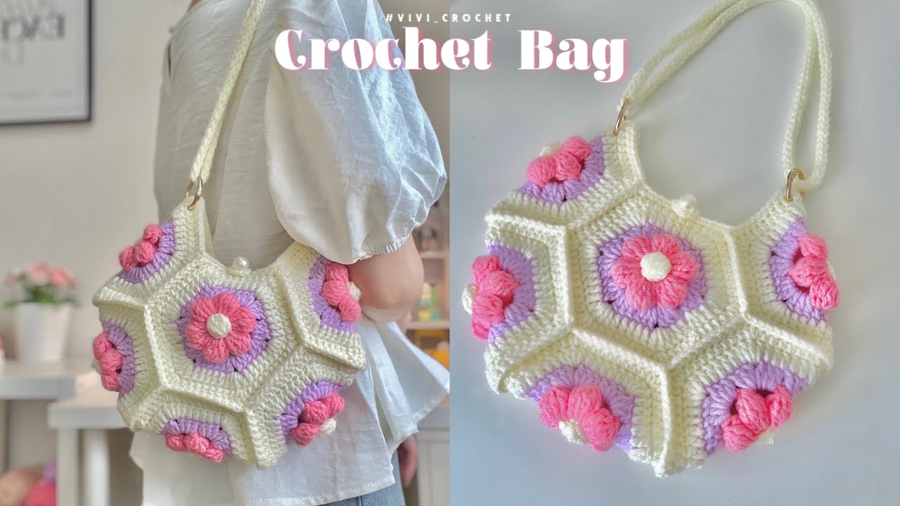 How To Crochet Small Bag | Flower Granny Hexagon Crochet Bag🌼