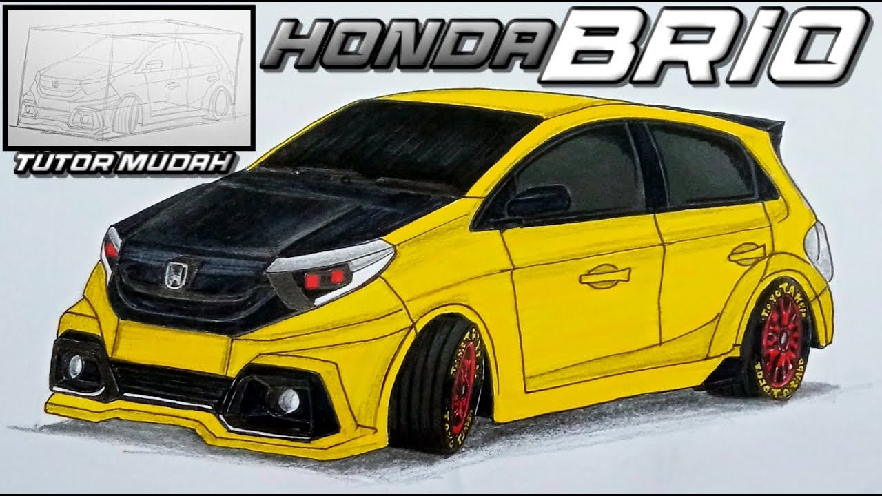 MENGGAMBAR MOBIL BRIO || CARA MENGGAMBAR HONDA BRIO || CARA MUDAH GAMBAR MOBIL HONDA BRIO