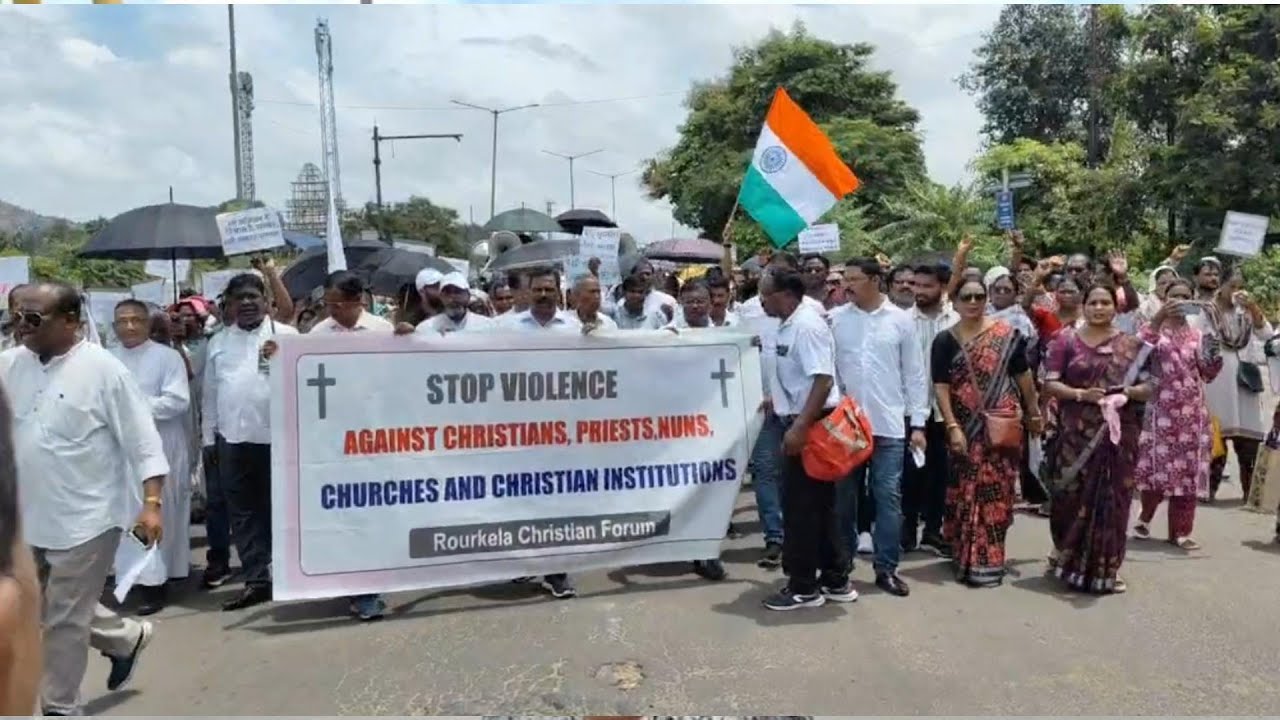 Protest Rally of All Christian Forum in Rourkela, Odisha on 19 Aug 2025 (footage - Satya News Alert)