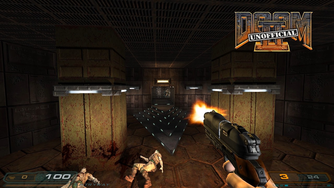 Doom II for DOOM 3 (dhewm3) - MAP01: Entryway | 4K/60