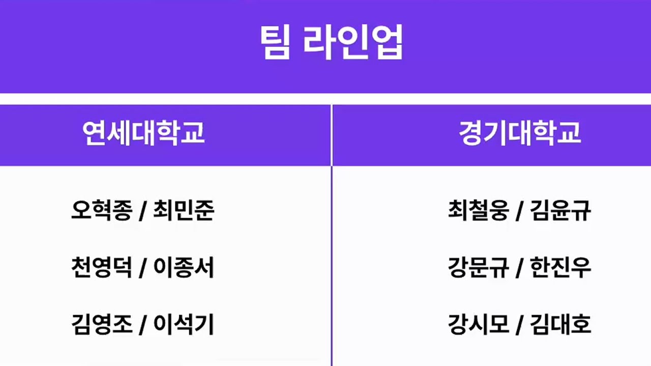 연세대 VS 경기대 8강 [천영덕 /이종서 VS 강문규 / 한진우]