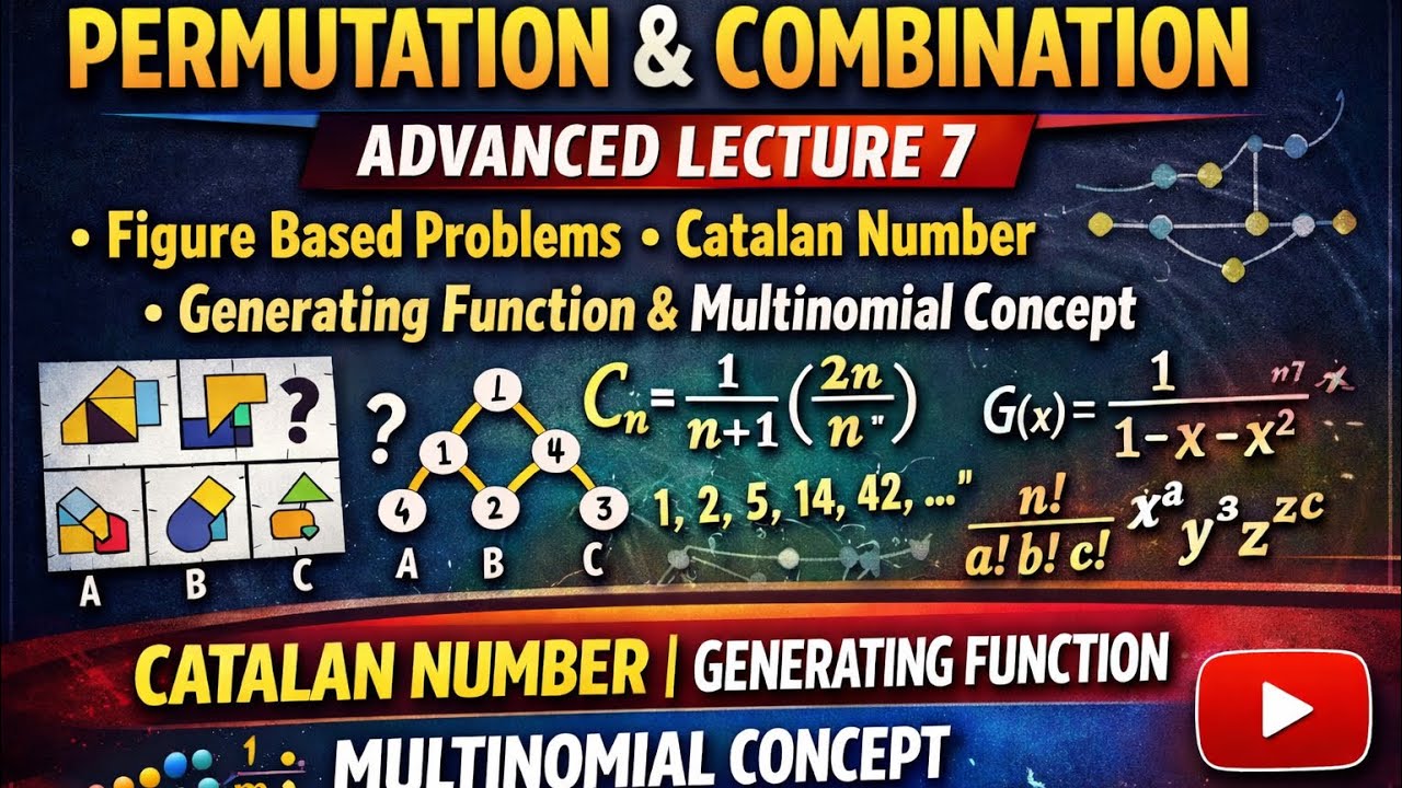 Permutation and combination advanced lecture 7 | figure based problems | Catalan number | generating