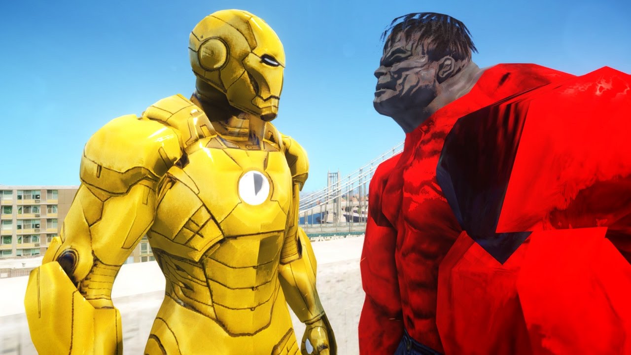 RED HULK VS IRON MAN (MARK XXI MIDAS)