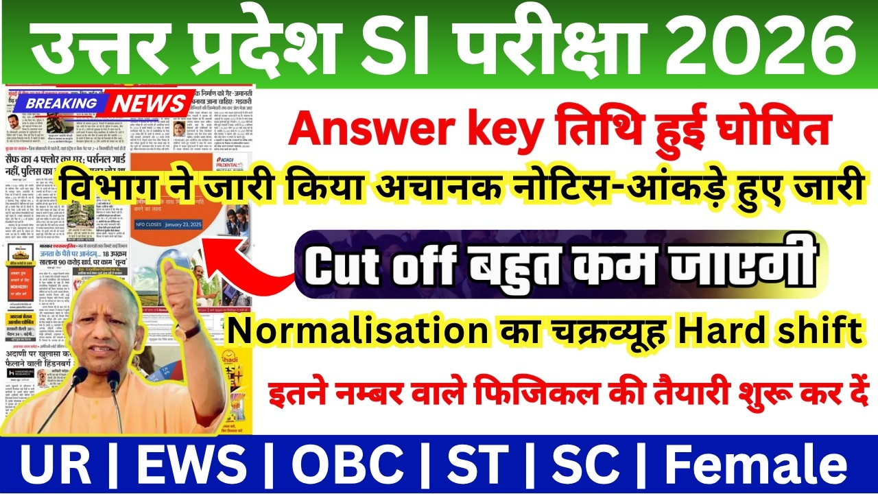 UP SI Result 2026 🔥 | Answer Key | Cut Off Marks | Latest Update | Cut Off कितना जाएगा?