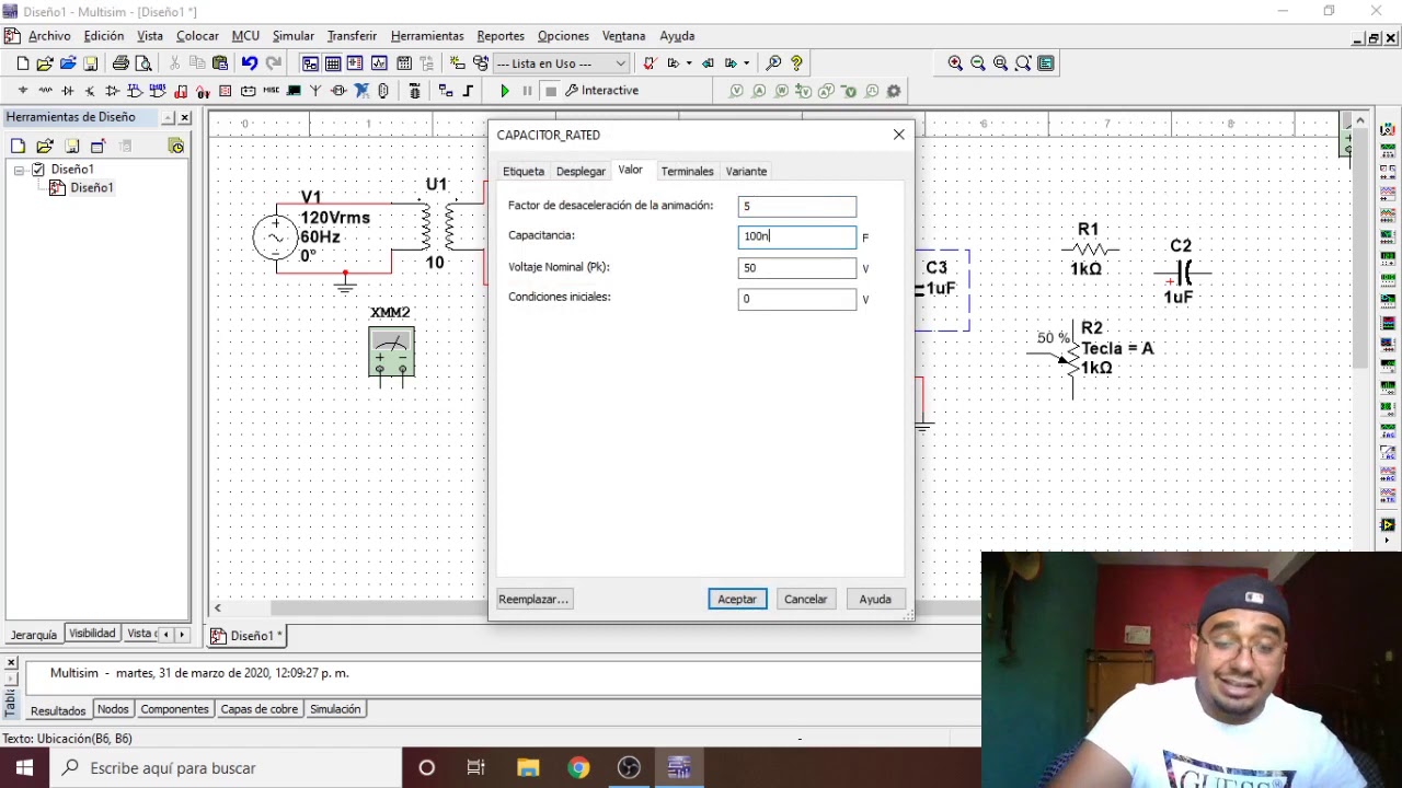 Regulador de voltaje con LM317 en multisim
