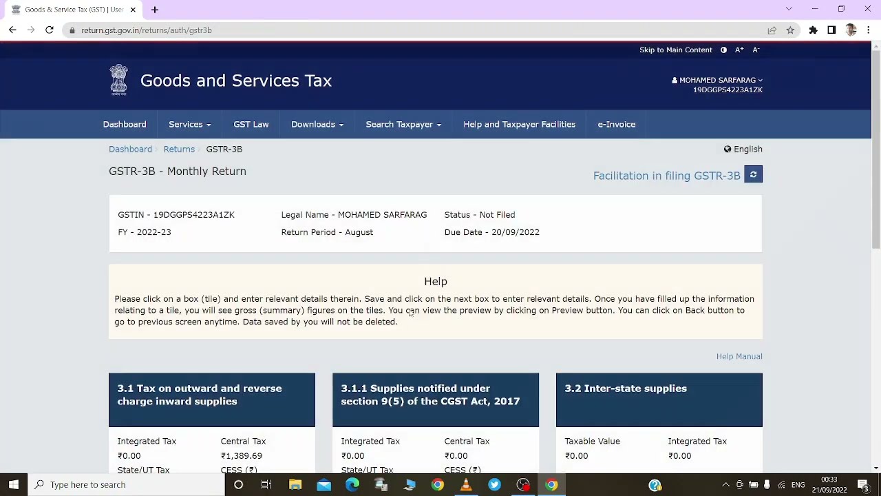 How to file GSTR 3B Return in English || GSTR3B || Amendment in GSTR 3B || GSTR 3B filing in English