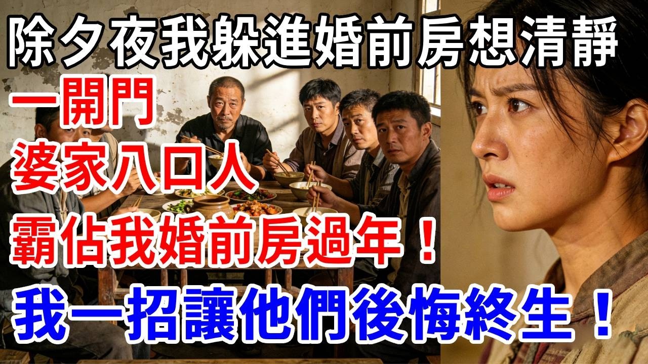 除夕夜我躲進婚前房想清靜，一開門，婆家八口人霸佔我婚前房過年，我一招讓他們後悔終生！