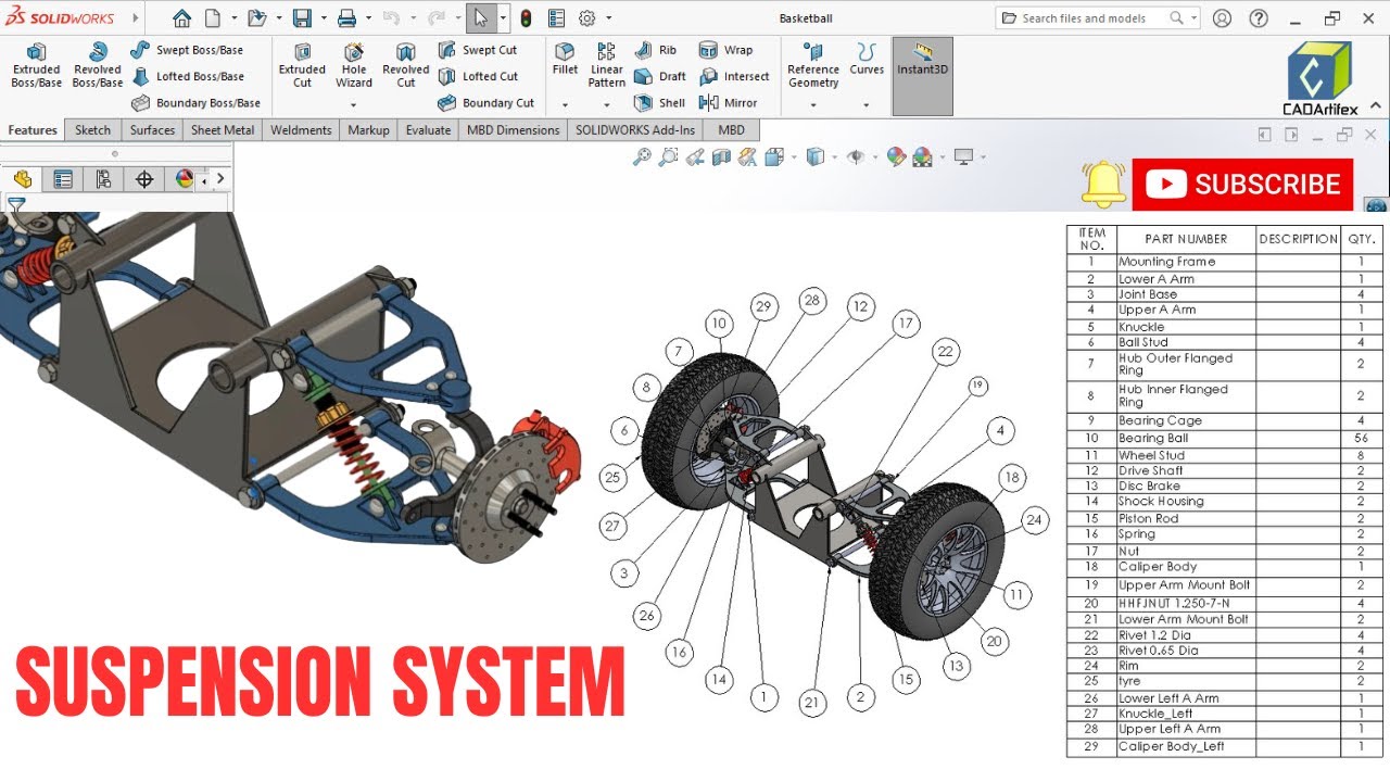 Double Wishbone Suspension System #solidworks #autodeskfusion360 #cad #suspensionsystem #3d