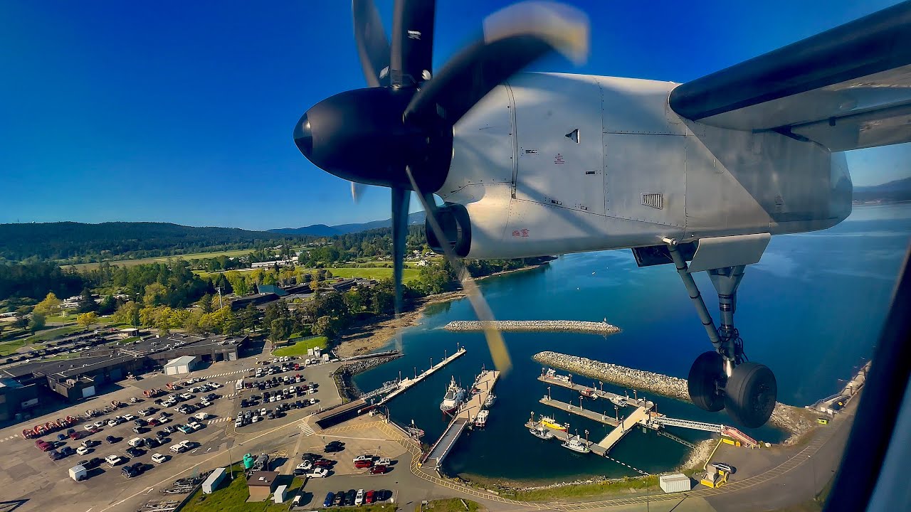 [4K] – Clear & Cloudless Victoria Landing – WestJet – Bombardier Q400 – YYJ – C-GDEN – SCS 1290