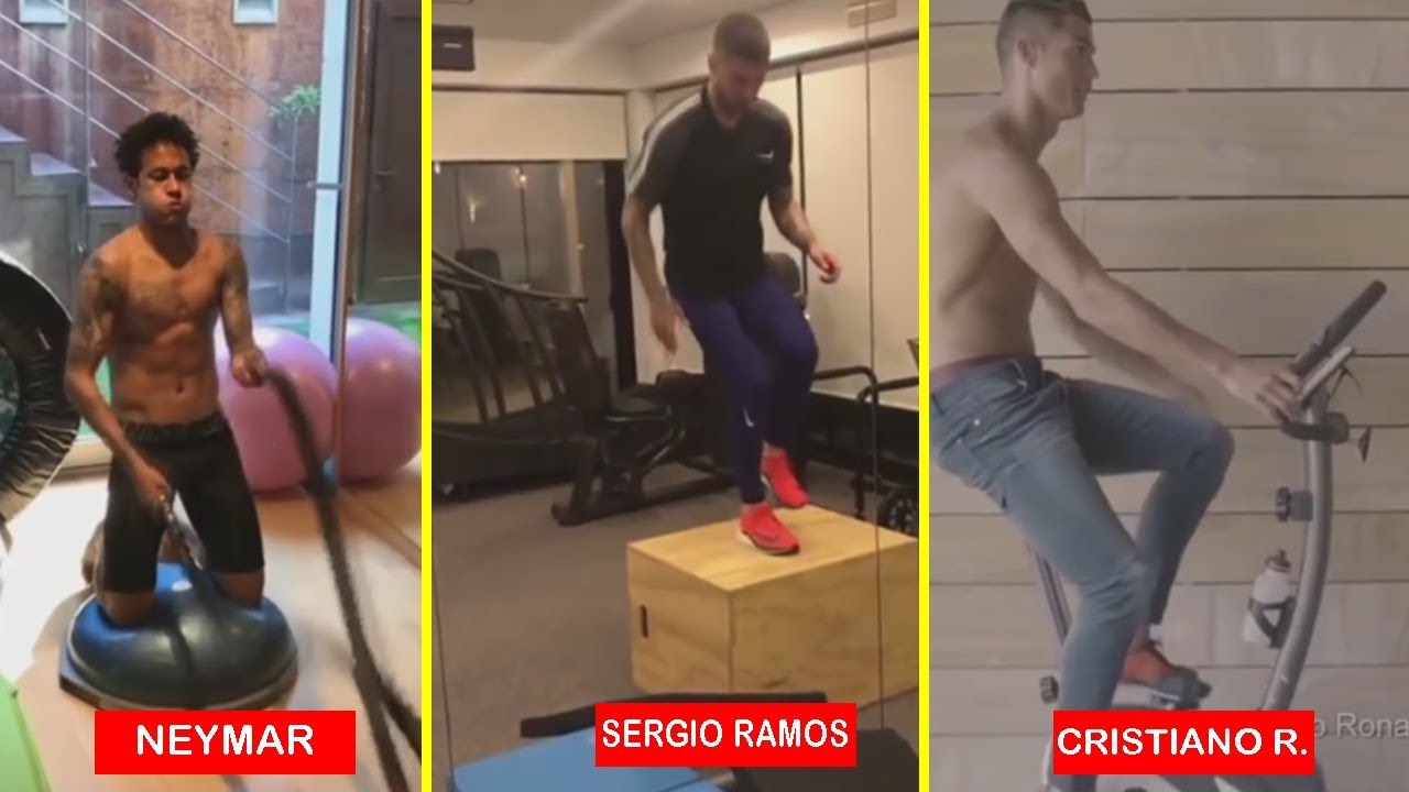 ENTRENAMIENTO DE FUTBOLISTAS EN EL GIMNASIO - CRISTIANO RONALDO, NEYMAR, SERGIO RAMOS & MAS