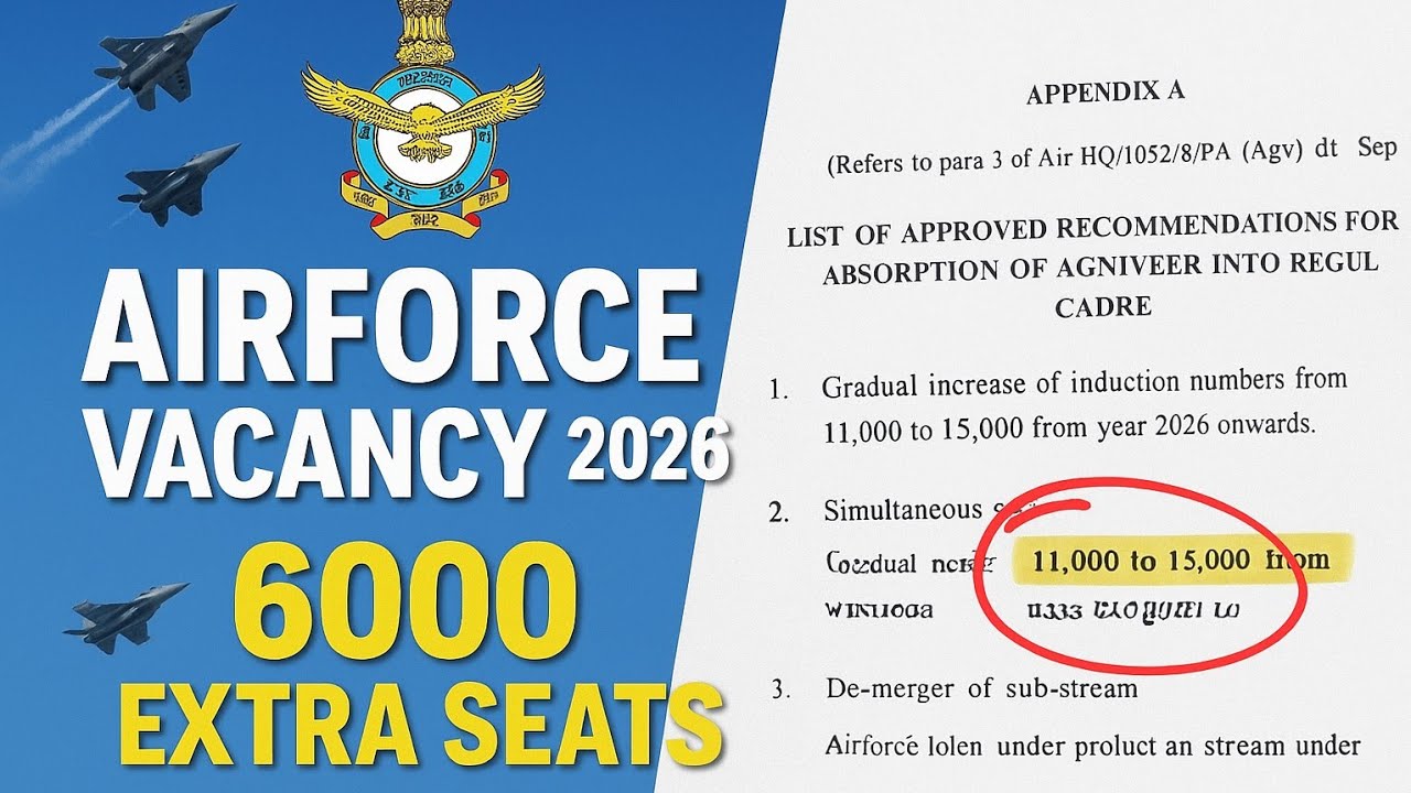 Indian airforce final cutoff || Airforce 01/2026 safe score vacancy increase11000 to 15000 greencard