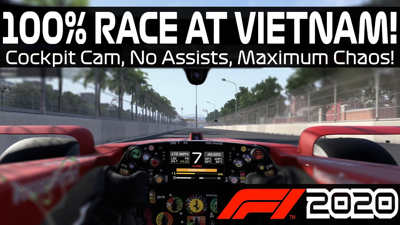 F1 2020 GAMEPLAY: Vietnam Hanoi 100% Race w/Cockpit Cam!
