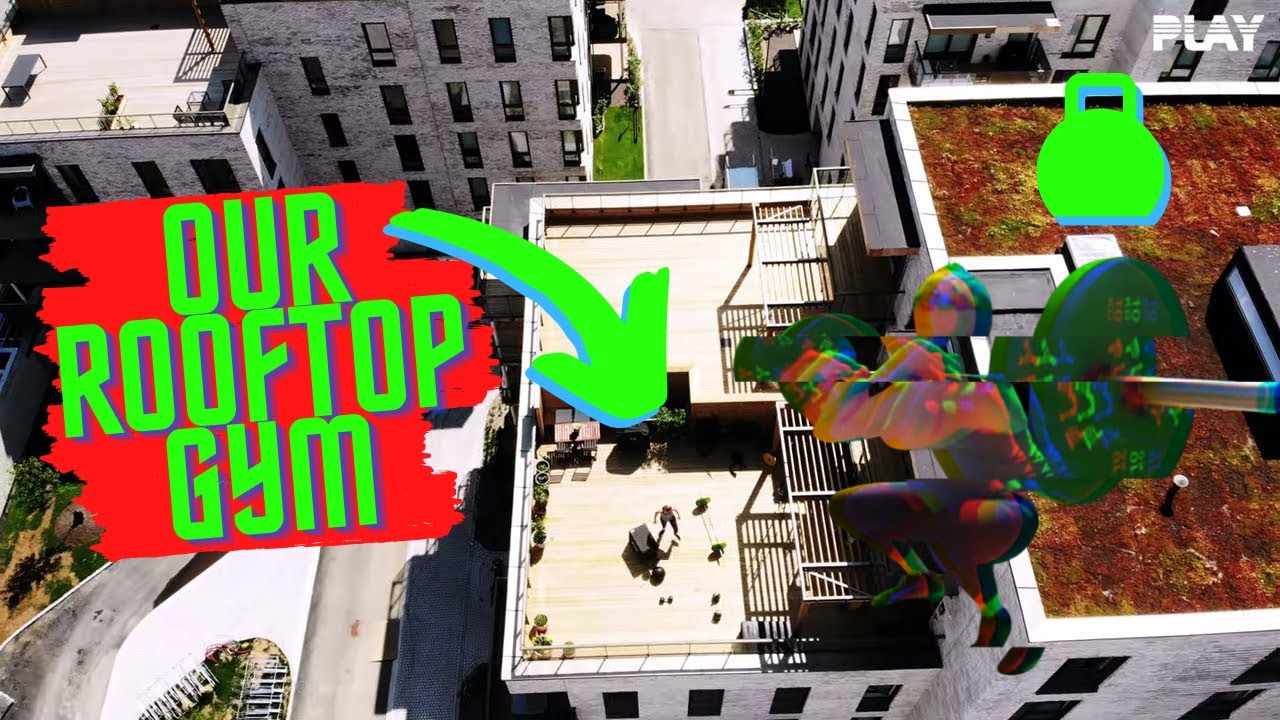 CrossFit workout at an amazing rooftop gym in Oslo, Norway - Drone footage