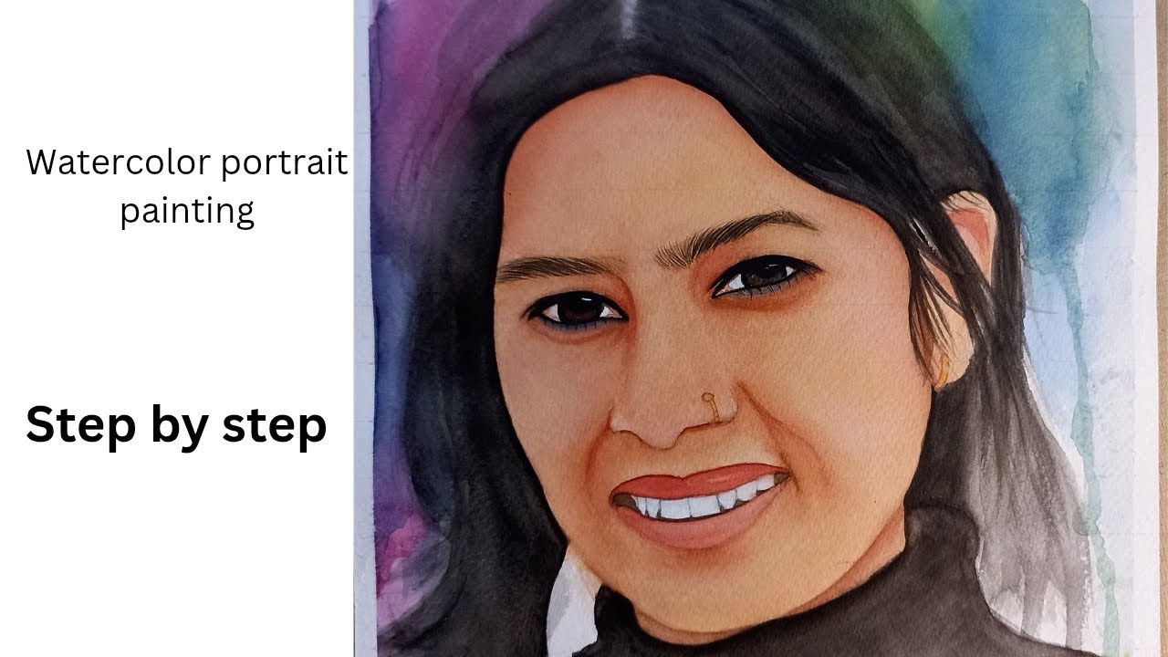 Watercolor Portrait Painting Step by Step | Realistic Face Painting Tutorial@Arjunartlocation 