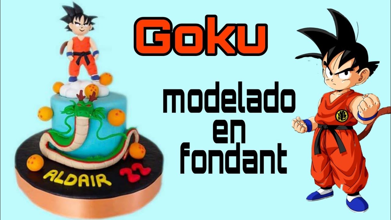 Cómo hacer a GOKU en FONDANT 🔥[how to make goku cake] 🟠pastel de goku fondant 🐲DRAGON BALL fondant