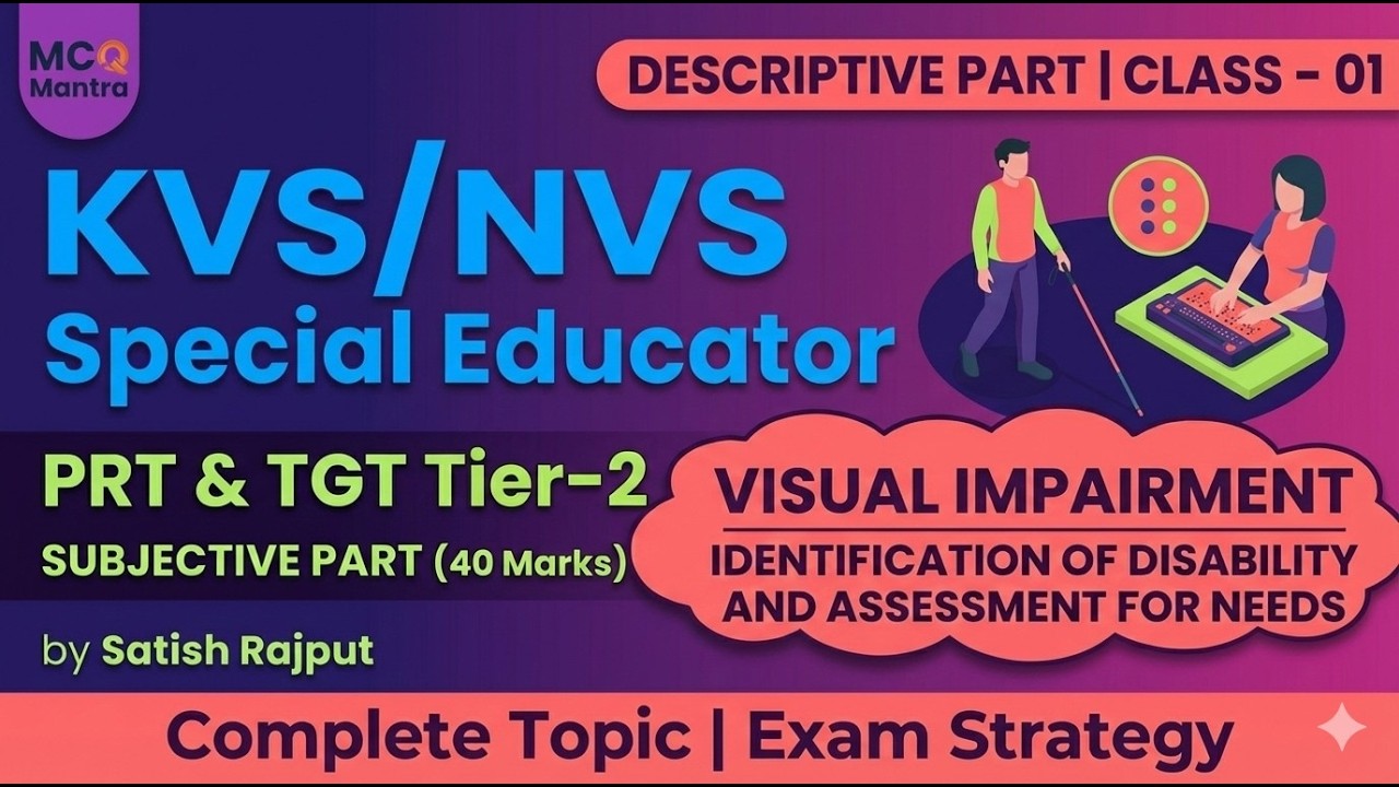 Teaching Aids & Strategies for Visual Impairment | Subjective Part (40 Marks) | KVS/NVS Tier-2 |