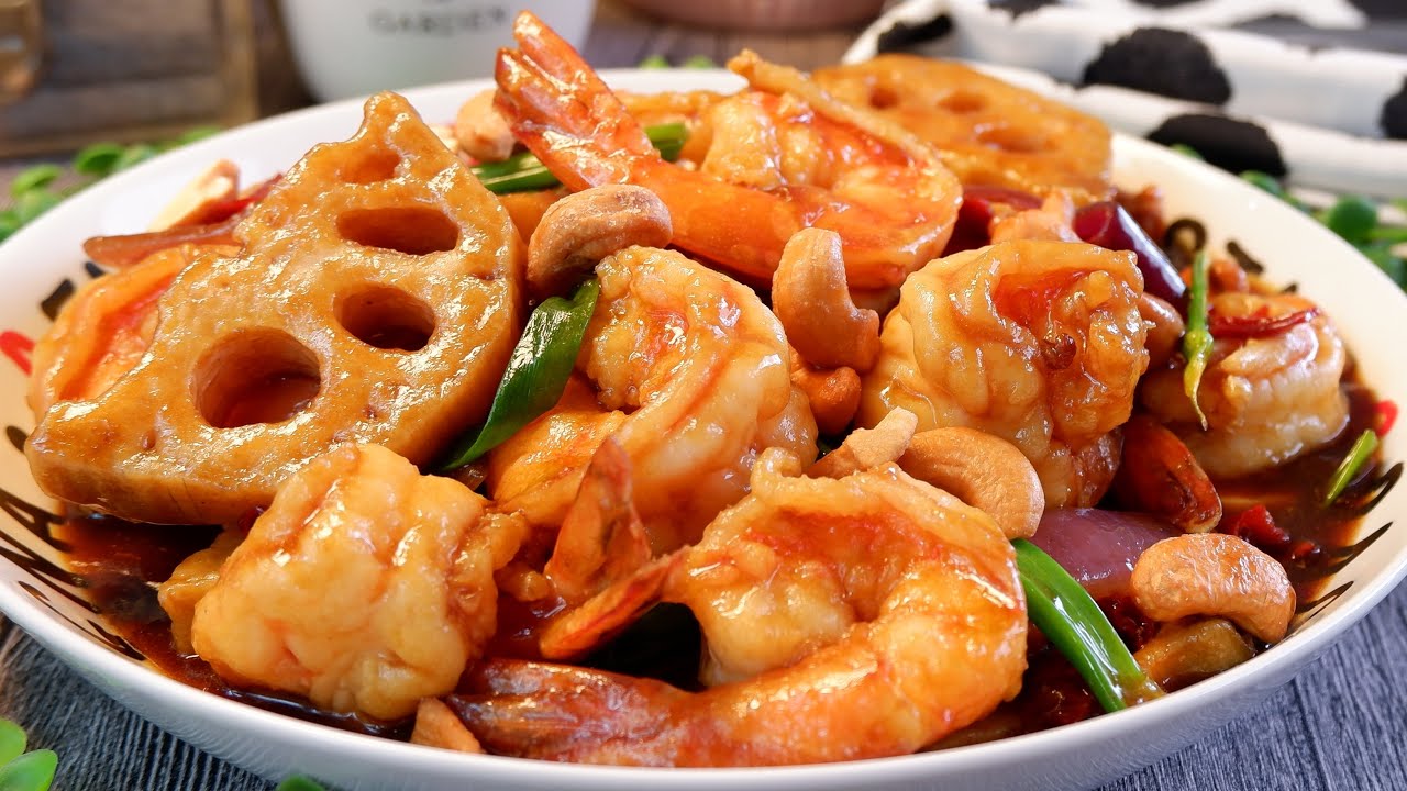 SECRET Recipe Revealed! Kung Pao Shrimp w/ Vegetables 宫保虾球炒莲藕 Chinese Spicy Gongbao Prawn Recipe