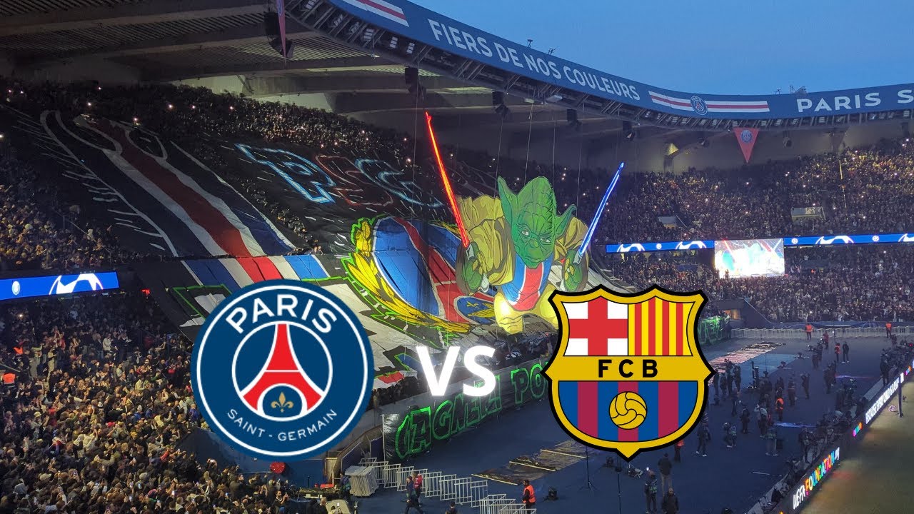 🔴🔵PARIS SG 2-3 FC BARCELONE🟡🔴 : Tifo Star Wars 1/4 de finale ALLER de la Ligue des champions 23/24⭐
