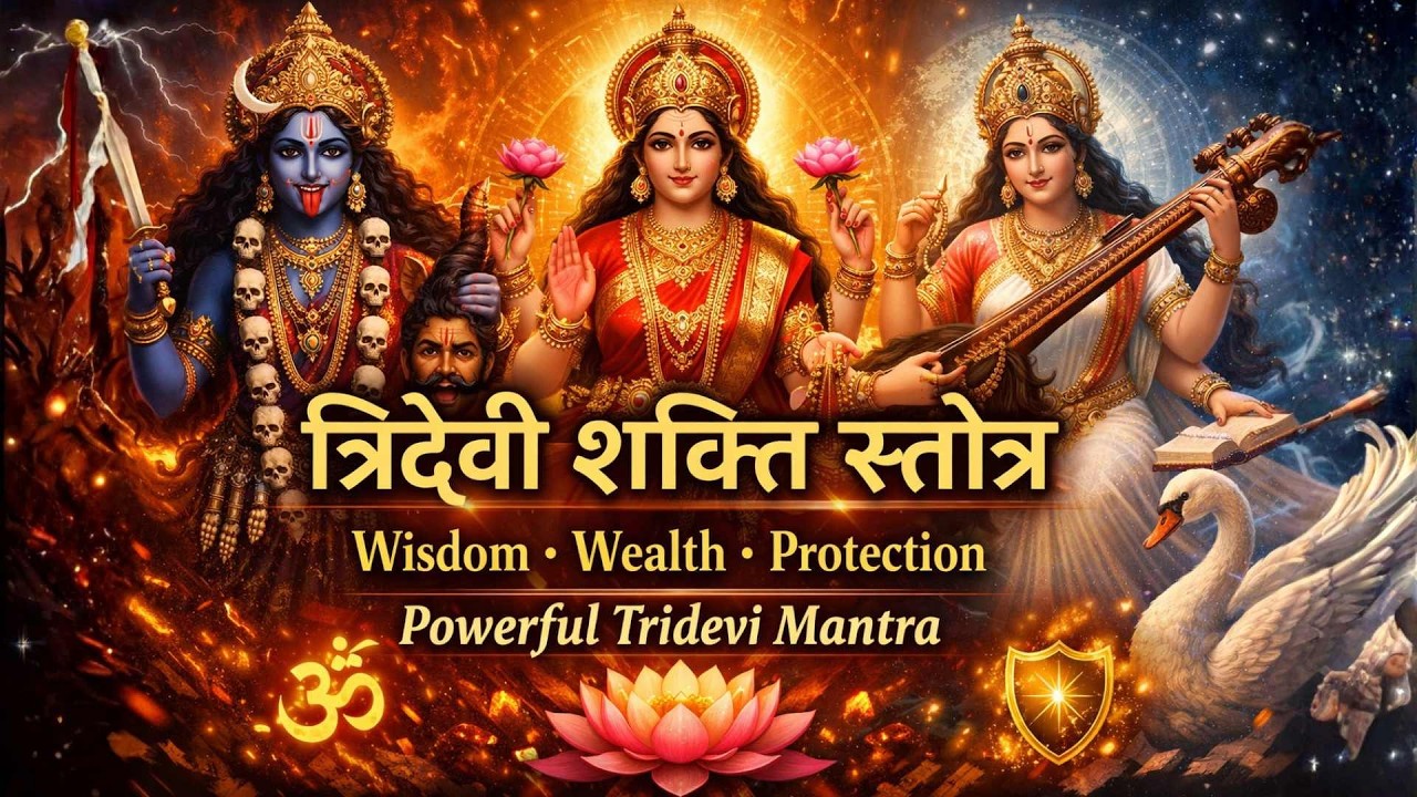 त्रिदेवी शक्ति स्तोत्र | Kali Lakshmi Saraswati | Wisdom Wealth & Protection Powerful Tridevi Mantra